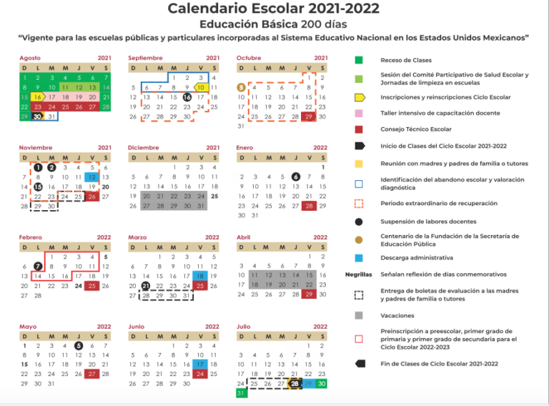Calendario Escolar Sonora 2022